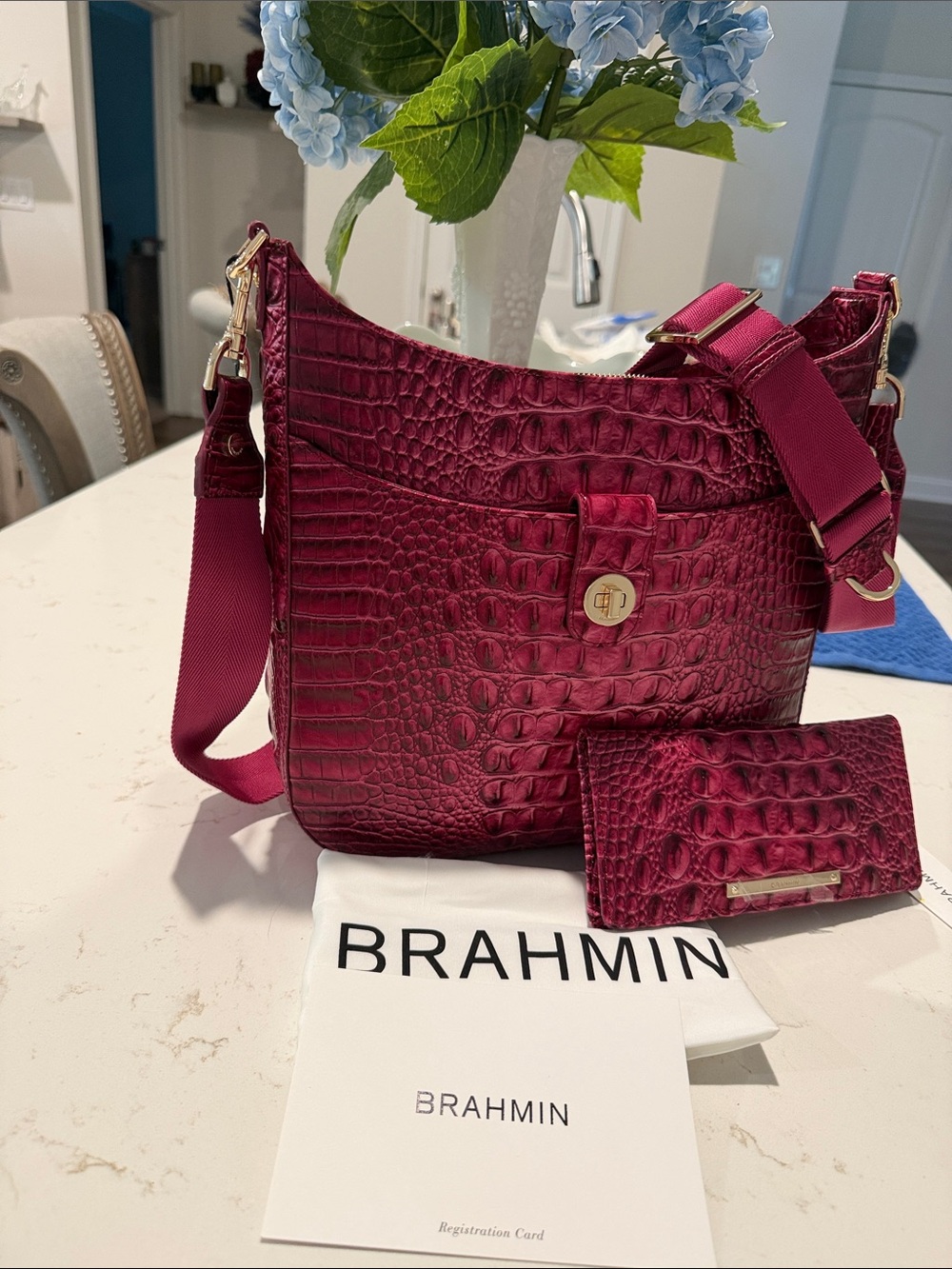 Brahmin Leia Crossbody and Ady Wallet in Pomegranate Melbourne